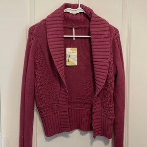 Free People plum berry cardigan sweater L Large